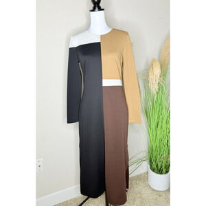 Slate & Willow Womens Joelle Knit Color Block Black Brown White Medium Elevated